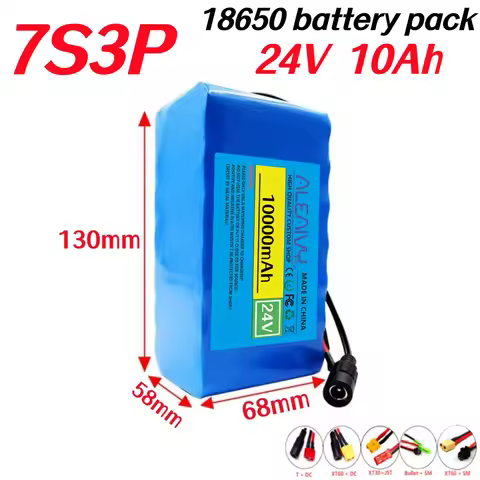 24V 10000mAh(10Ah) 18650 7S3P Li-ion Battery Pack +29.4V 2A Charger for Wheelchairs Power Replacemen