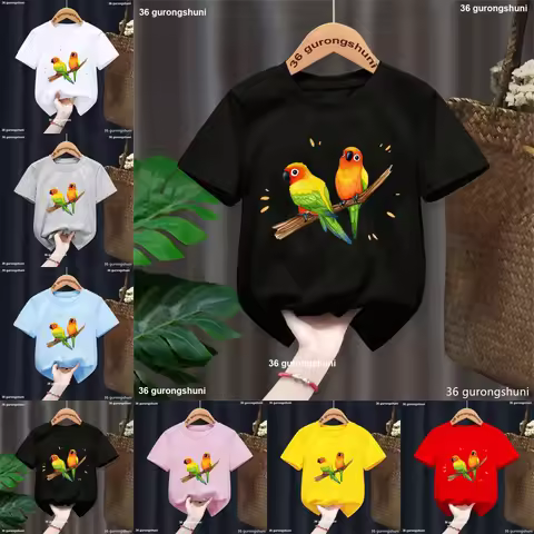 New Cute Pets Parrot T Shirt Animals Print Kids Tshirt Baby Girls Boy T-Shirt Short Sleeve T-Shirts 