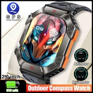 2024 New Durable Military Smartwatch Compass Watch Women's 650mAh Battery Bluetooth Call Men Smart Watch For Xiaomi Android Ios