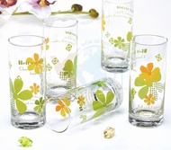 Bộ 6 ly thủy tinh ống in hoa văn DELI EC6 270ML dùng uống cafe sinh tố