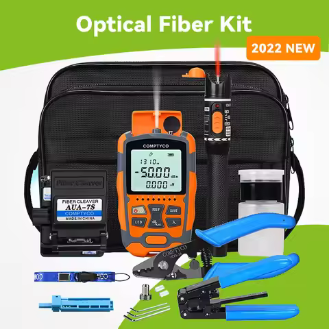 COMPTYCO FTTH Fiber Optic Tool Kit with Fiber Cleaver -50~+26dBm AUA-M5 3 in 1 MIni Optical Power Me