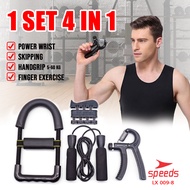 SPEEDS Alat Fitness 4in1 Handgrip Set Power Wrist Skipping Finger Exercise Alat Fitness Alat Gym Satu Set 009-8
