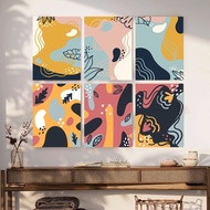 【Set of 6 】Abstract Wall Art / Paint by Numbers / Boho Botanical Wall Decor / Botanical Decoration P