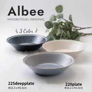 Made Albee Minoyaki Plate Lightweight Shallow Salad Cake Simple Cuisine Ceramic Ten Grass Pattern Ja