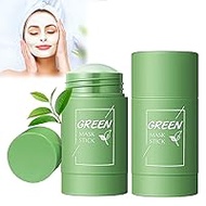 Pack of 2 Green Tea Mask Stick Probuk Natural Green Tea Purifying Smearing Mask, Green Tea Clay Mask, Moisturises Oil Control, Anti-Acne Blackheads, Solid Deep Cleaning Mud Film for Improves the Skin