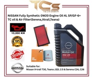 NISSAN Fully Synthetic 0W20 Engine Oil 4L SP/GF-6+ TC oil & Air Filter(Serena,Xtrail,Teana)