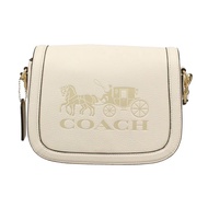 COACH - 馬車LOGO翻蓋斜背馬鞍包 (白)