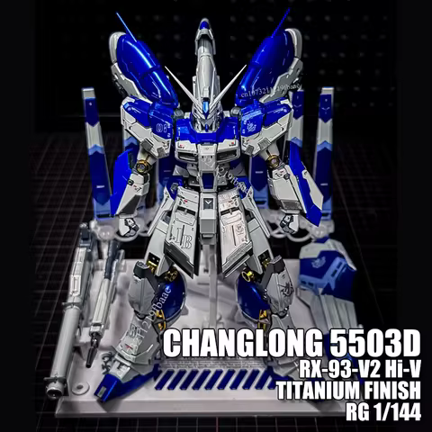 CHANGLONG 5503D RX-93-V2 Hi-V RG 1/144 TITANIUM FINISH Version Assembly Model Kit Toys Amuro Plastic