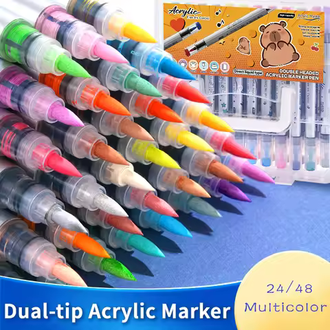 24/48 Colors Kawaii Kapibala Acrylic Marker Pen Large Capacity Ink-added Student Painting Graffiti M