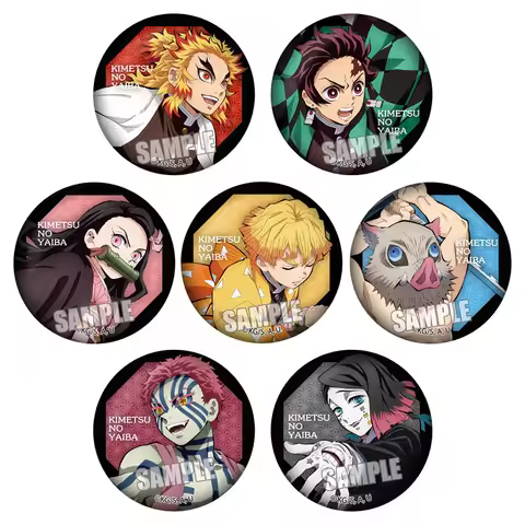 Demon Slayer Badge Kimetsu no Yaiba Kyojuro Rengoku Akaza Enmu Anime Merchandise Pin Brooch Collecti