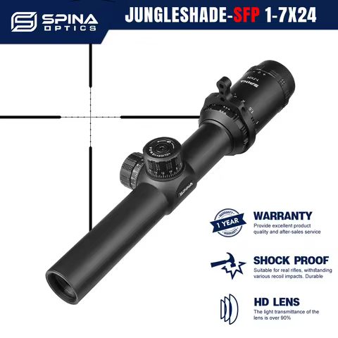 SPINA OPTICS JungleShade HD LPVO 1-7x24 SFP 1-150m Tactical Hunting Rifle Scope PCP Carbine AR15 Rif