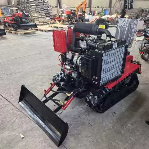 40HP Double Cylinder Diesel Mini Crawler Tractor Ride On Rotary Tiller With Bulldozer Blade Farm Cul