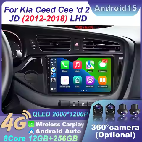 Navigation For Kia Ceed Cee'd 2 JD 2012-2018 GPS CarPlay 4G Video Stereo 2K QLED Car Radio BT Androi