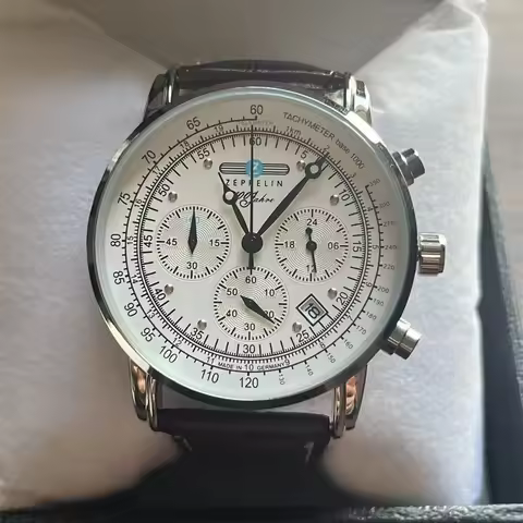 New Fashionable Zeppelin Men's Watch Three Eye Running Second Multifunctional Chronograph Business a