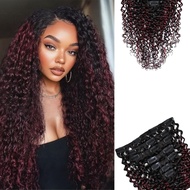 SIYUSI 24 Inch Kinky Curly Clip In Extensions, 3C 4A 100% Brazilian Remy Human Hair Clip Ins, Invisi