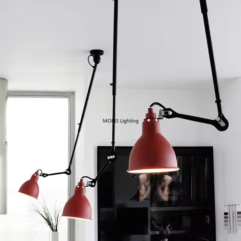 American Style Retro Chandelier Adjustable Length Colorful Lampshade E27 Bulb Pendant Light Fixture 