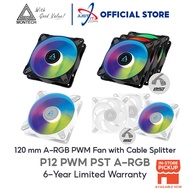 ARCTIC P12 PWM PST A-RGB 120mm CASING FAN - SINGLE PACK / 3-IN-1 VALUE PACK (BLACK / WHITE)