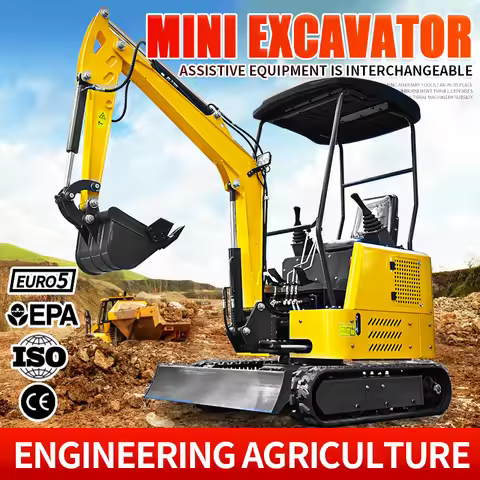 Customized Garden Farm Home Backhoe with Thumb Euro 5 Engine Mini Excavator 1 Ton 2 Ton Small Crawle