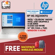HP Laptop 14S-DQ3000TU Gold FREE HP WIRELESS MOUSE  (Intel Celeron/4GB RAM/512GB SSD/Intel UHD Graph