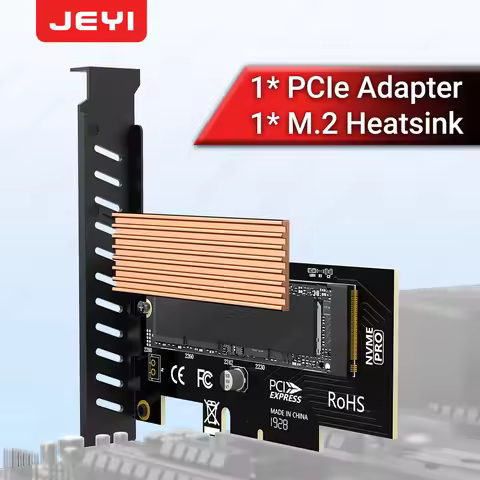 JEYI M.2 NVME to PCIe Adapter Card With SSD Heatsink, 64Gbps ssd PCIe 4.0 X4 Expansion Card for Desk