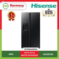 ♀HISENSE RS700N4AWBUI Side By Side Inverter Fridge 640L Refrigerator (Peti Sejuk) Refrigerator Box