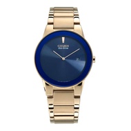 [Powermatic] Citizen Eco-Drive AU1066-80L Analog Axiom Blue Dial Rose Gold Tone Stainless Steel Men'S Watch