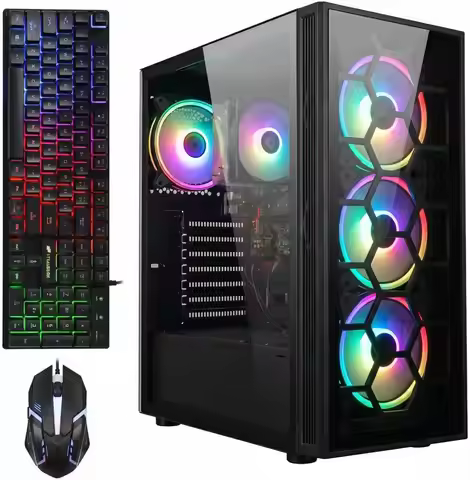 New US Shipping Gaming PC Desktop R5 3400G 16GB DDR4 512GB SSD Computer Tower for Streaming Video Ed