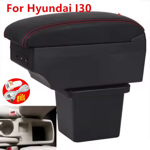 For Hyundai I30 armrest box USB Charging Double layer central Store content cup holder ashtray acces