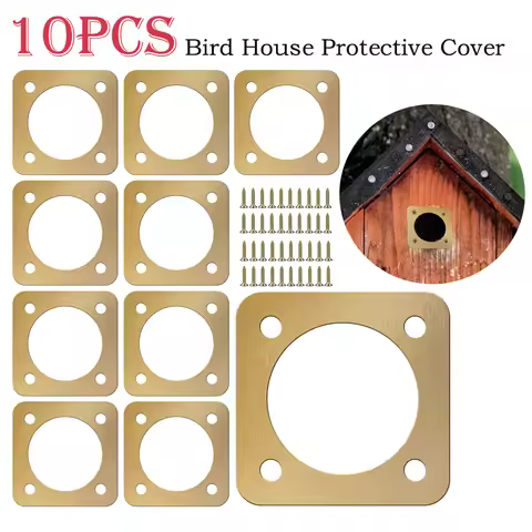 10Pcs Bird House Protective Cover 1/2 Inch Opening Rustproof Copper Bluebird House Predator Guard wi