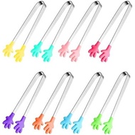 10PCS Silicone Mini Tongs, 5Inch Hand Shape Food Tongs, Colourful Small Kids Tongs for Serving Food,