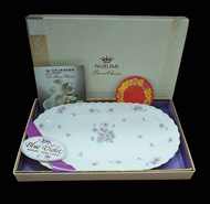 NARUMI Bone China Made in japan จานเซรามิค ทรงผืนผ้า ขอบหยัก ลายดอกไม้ญี่ปุ่น