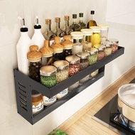 2-Tier Wall-Mounted Seasoning Bottles Organizer Aluminium Shelves Storage Household Kitchen Rack