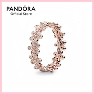 JZ1008แหวนดอกไม้เดซี่เคลือบทองคำสีกุหลาบ Pandora 14K ลายของแท้100%