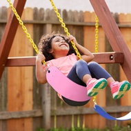 Kids Outdoor Swings Set EVA Soft Board Swing Heavy Duty Chain Plastic Coated Playground