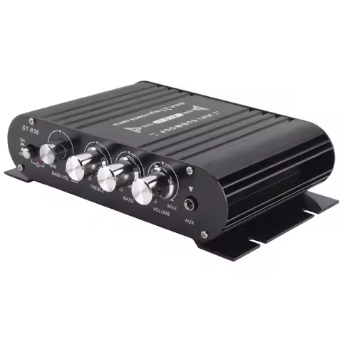 B02B-ST-838 HIFI Amplifier 2.1 Channel Car MP3 Mini Amp AUX Input High and Low Bass Adjustment Super