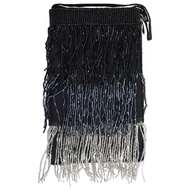 Bamboo Trading Club Bag Black Silver Fringe, 7.5-inch Width