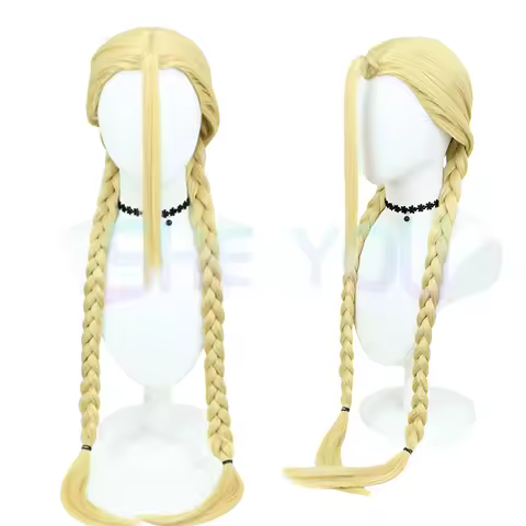 Game Cammy Cosplay Wig Golden Double Braid Character Heat Resistant Synthetic Hair Women Fantasia Ha