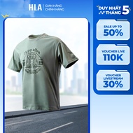 HLA Men's Green Short-Sleeved T-shirt, Nature Letter Printed Logo, High Quality & Breathable HLA T S