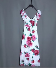 專櫃morgan法國製燦爛玫瑰可拉領白色連身長洋裝 B0323【點點藏物】