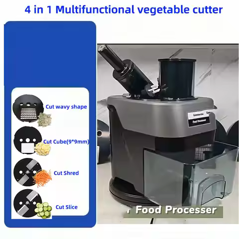 LX K8700 4-in-1 Electric Multi-Function Vegetable Cutter Wavy Cubed Shredded Sliced Double feed port