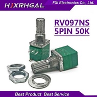 5pcs RV097NS 50K single linked potentiometer B50K with a switch audio 5pin shaft 15mm amplifier seal