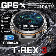 T-Rex 3 Military Grade 1000mAh Battery Smart Watch 10ATM Waterproof GPS Compass Altimeter Call AMOLE