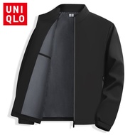 Uniqlo Bomber Jacket Mens Middle-aged and Elderly Stand-up Collar Jacket 2024 New Spring and Fall Ja