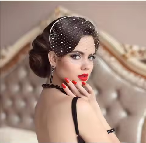 Black Veil Mesh Veil Headband 1920s Headpiece Birdcage Veil Bridal Wedding Tea Party Fascinator Veil