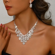 THANKSKY Dây chuyền xương đòn Bộ trang sức đá quý khảm Tỏa sáng dây chuyền hình giọt nước Bộ trang