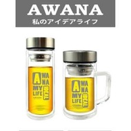 AWANA 雙層玻璃杯 濾茶杯 寬口濾網雙層玻璃杯 泡茶瓶 隨行杯 雙層隔熱 泡茶玻璃杯 水杯 泡茶杯