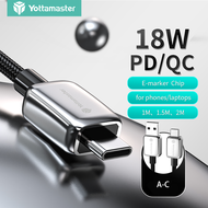 Yottamaster 18W USB A ถึง USB C สายเคเบิลไนลอน Braided Fast Charger 9V2A 5V3A สำหรับ Samsung Huawei Xiaomi LG Nexus Nokia โทรศัพท์ Android iPad แท็บเล็ต 480Mbps การส่งข้อมูลประเภท C สาย 1/1.5/2M