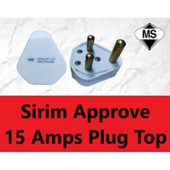 SIRIM 15A HEAVY DUTY ROUND PLUG TOP / KEPALA PLUG HEAVY DUTY AIR-COND/ HEATER USE 100% Original