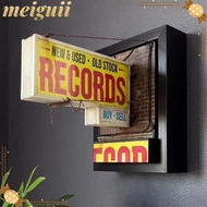 MEIGUII Record Store Retro Wall Light, Yellow  Miniature Record Wall Decor Light, Creative LED Energ