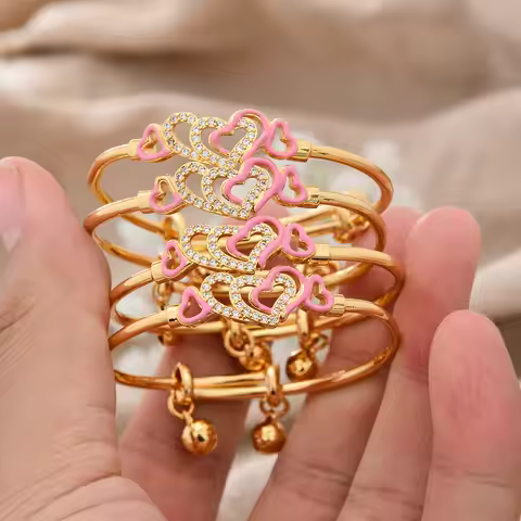Baby Child Bangles Ethnic Dubai Gold Color Bangles Kids Bracelet Luxury Bracelet Dubai Bangles Child